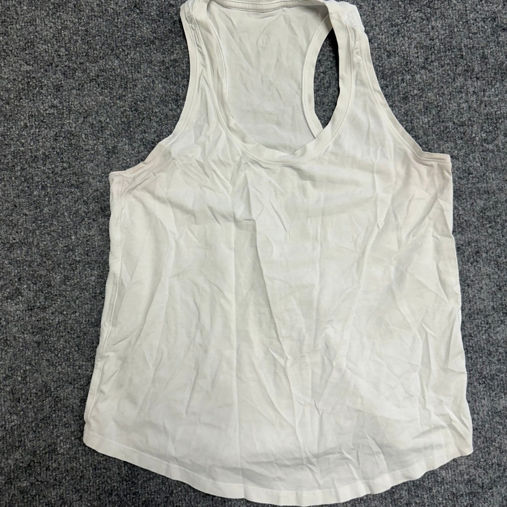 Lululemon Tank Top Womens Size 4 White Racerback Athletic Yoga Stretch Flawed